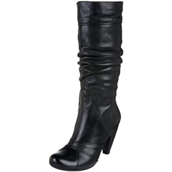 Miz Mooz Black Leather Sunrise Healed Slouchy Boots Size 8.5 Goth Y2K 80’s 90’s - Picture 1 of 15